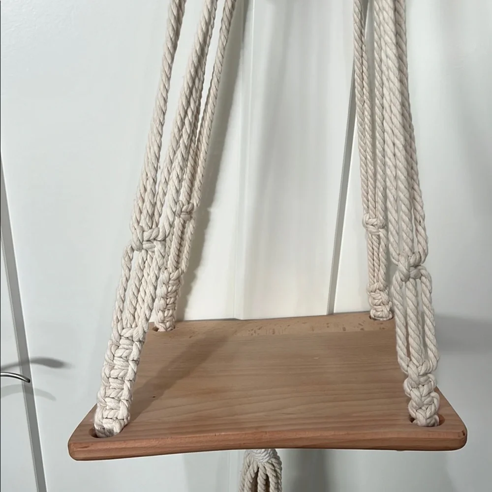 Macrame Hanging Shelf - Cream and Brown